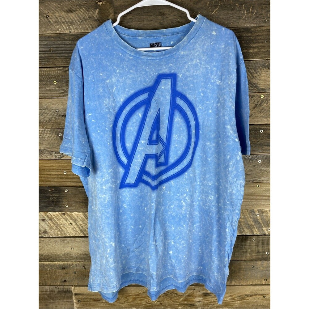 Marvel Comics Avengers Mens Size 2X Blue Tie-Dye T-Shirt
